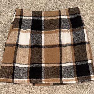 Plaid Skirt in Brown and Black